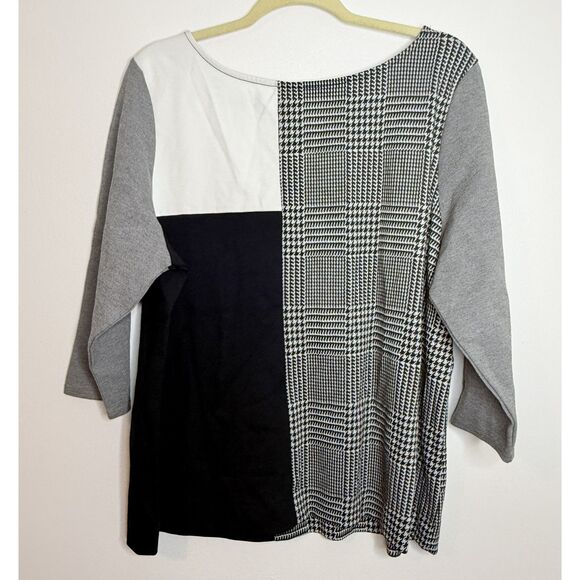 NWT Lane Bryant Color Block Houndstooth 3/4 Sleeve Career Structured Top 18/20 - Picture 3 of 8